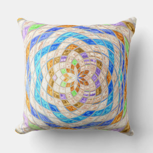 Abstract Mosaic Stained Glass Pattern #4 Throw Pillow