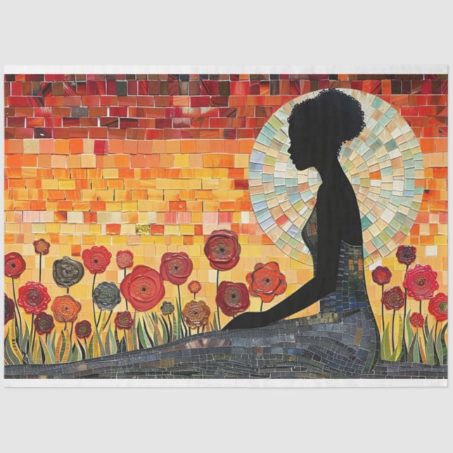 Abstract Mosaic Tiles Silhouette of a Woman Tissue Paper (Front)