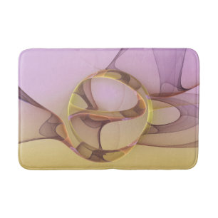 Abstract Motions Modern Pink Golden Fractal Art Bath Mat