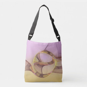 Abstract Motions Modern Pink Golden Fractal Art Crossbody Bag