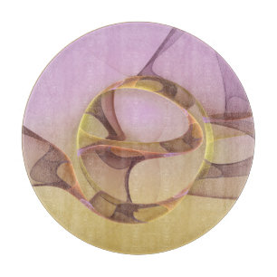 Abstract Motions Modern Pink Golden Fractal Art Cutting Board