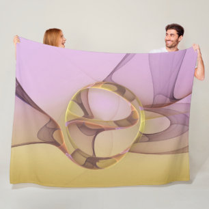 Abstract Motions Modern Pink Golden Fractal Art Fleece Blanket