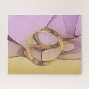 Abstract Motions Modern Pink Golden Fractal Art Jigsaw Puzzle