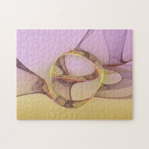Abstract Motions Modern Pink Golden Fractal Art Jigsaw Puzzle