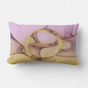 Abstract Motions Modern Pink Golden Fractal Art Lumbar Pillow