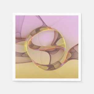 Abstract Motions Modern Pink Golden Fractal Art Napkin