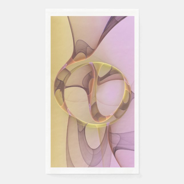 Abstract Motions Modern Pink Golden Fractal Art Napkin (Front)