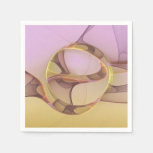 Abstract Motions Modern Pink Golden Fractal Art Napkin