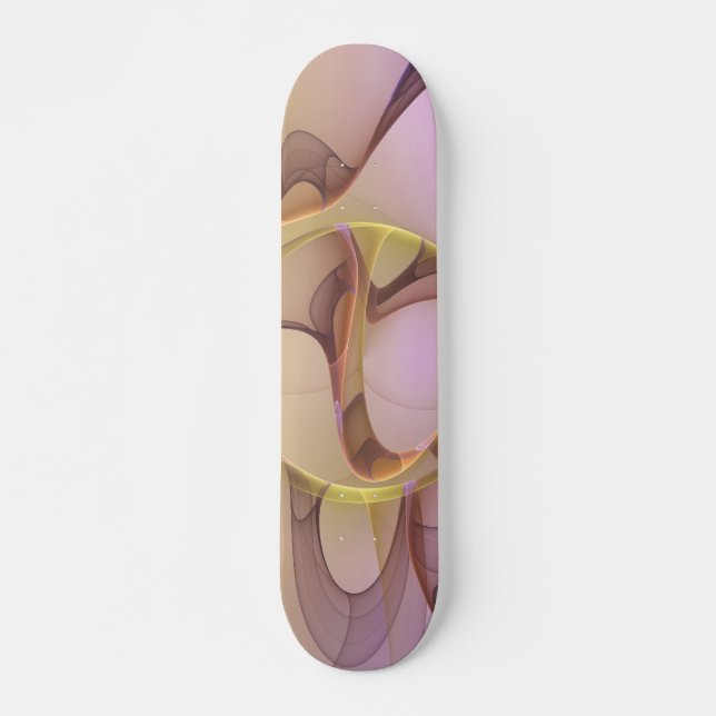 Abstract Motions Modern Pink Golden Fractal Art Skateboard (Front)