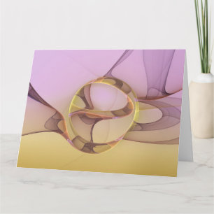 Abstract Motions Modern Pink Golden Fractal Art Thank You Card