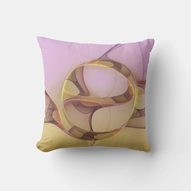 Abstract Motions Modern Pink Golden Fractal Art Throw Pillow (Front)