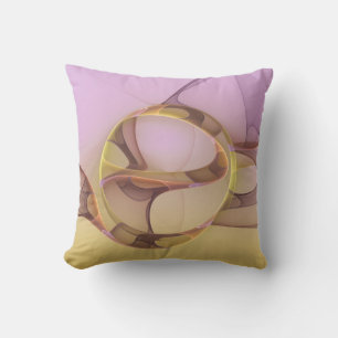 Abstract Motions Modern Pink Golden Fractal Art Throw Pillow