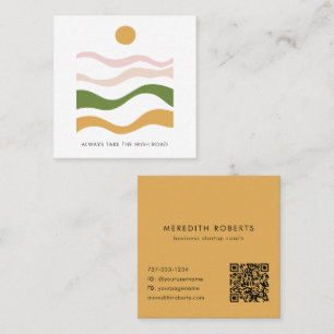 Abstract Motivational Quote Take the High Road Square Business Card