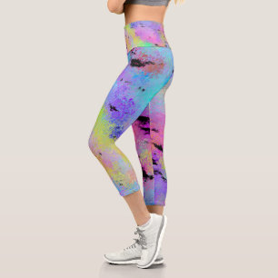 Abstract Mottled Multicolor Capri Leggings