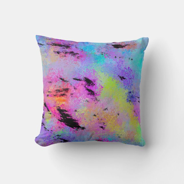 Abstract Mottled Multicolor Throw Pillow (Front)