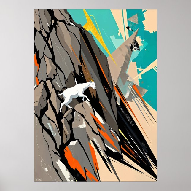 Abstract Mountain Goat Climber Poster (Front)