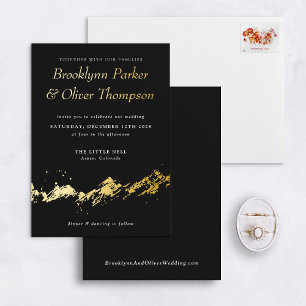 Abstract Mountain Gold on Black Wedding
