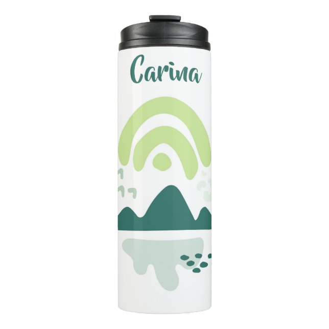 Abstract Mountain Lake Scene Personalized Thermal Tumbler (Front)