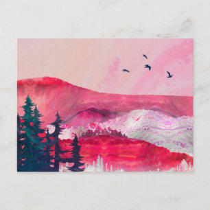Abstract Mountain Landscape Digital Art Postcard