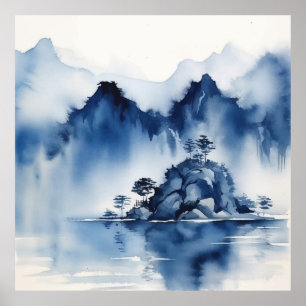 Abstract mountain landscape poster