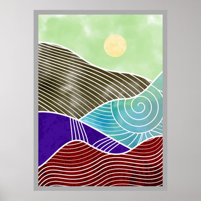 Abstract mountain painting poster (Front)