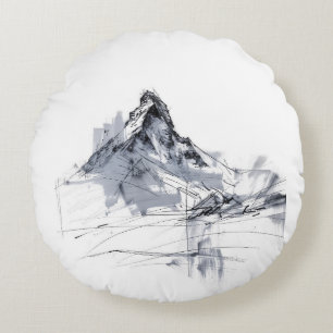 Abstract Mountain Peak Round Pillow