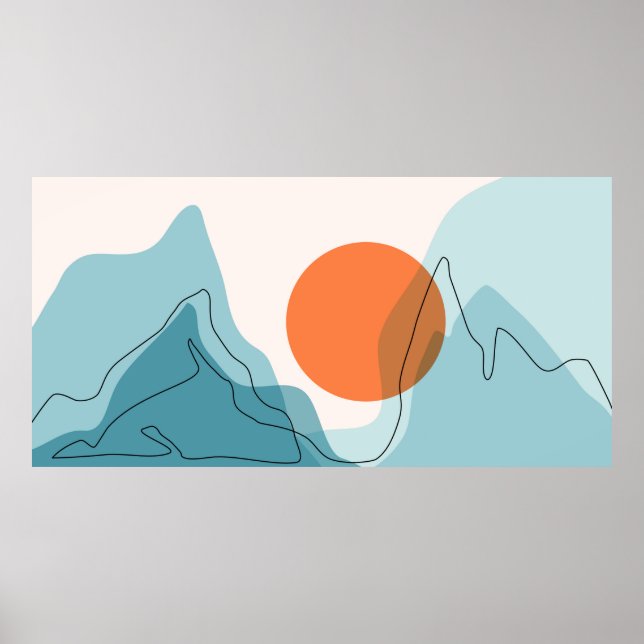 Abstract mountain range landscape, flat scenery ba poster (Front)
