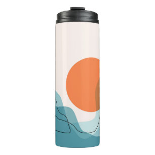 Abstract mountain range landscape, flat scenery ba thermal tumbler