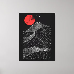Abstract Mountain Red Sun Canvas Print