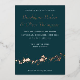 Abstract Mountain Rose Gold on Teal Wedding