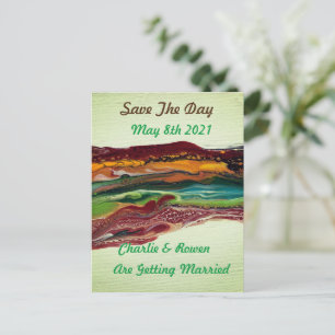 Abstract Mountain Save The Day Wedding Card