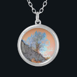 ABSTRACT MOUNTAIN TREE SILVER PLATED NECKLACE<br><div class="desc">An abstract art design of a lone mountain tree.</div>