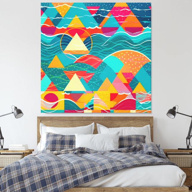 Abstract Mountains and River Canvas Print (Insitu(Bedroom))