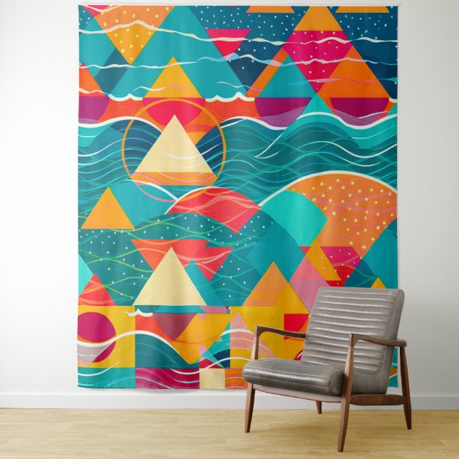 Abstract Mountains and River Tapestry (In Situ)