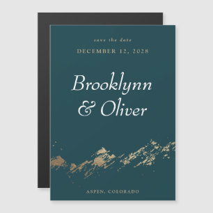 Abstract Mountains Dark Green Save the Date Magnet