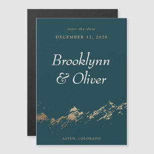 Abstract Mountains Dark Green Save the Date Magnet