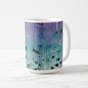 Abstract Mountains & Dots Aqua Purple & Black Coffee Mug