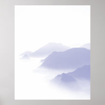Abstract Mountains Landscape Art Very Peri White 