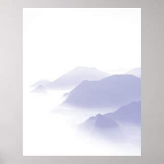 Abstract Mountains Landscape Art Very Peri White  Poster