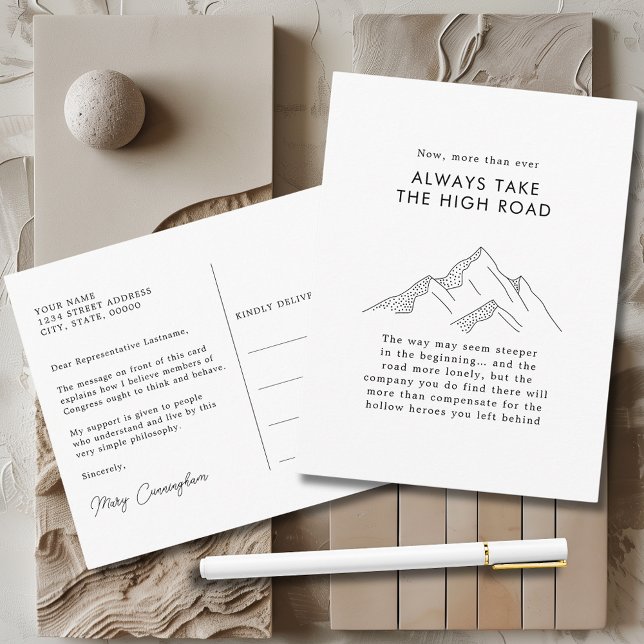 Abstract Mountains Take the High Road Postcard (Abstract Mountains Bold Typography Always Take the High Road Congress Postcard)