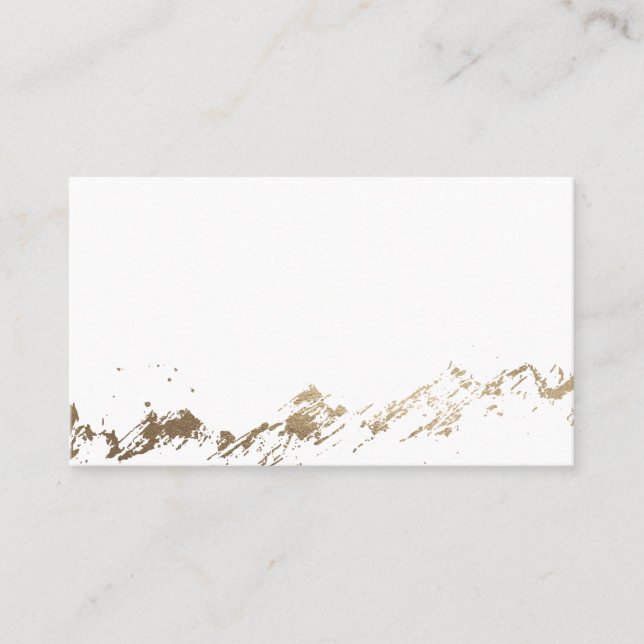 Abstract Mountains White & Gold Wedding Place Card (Front)