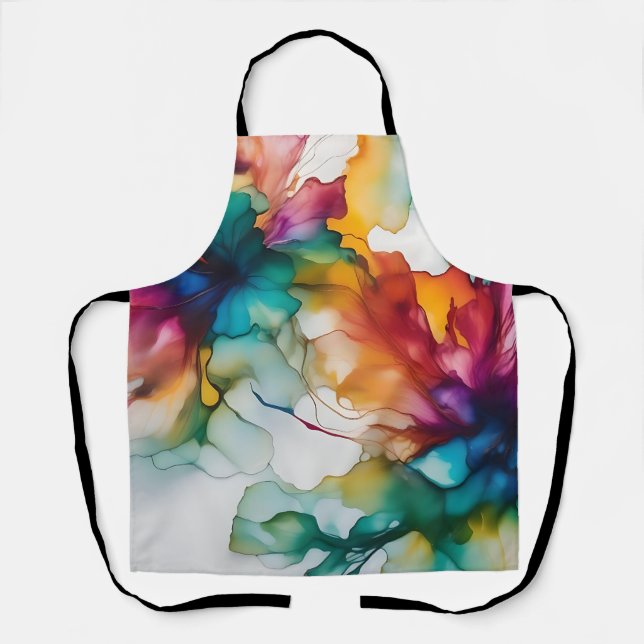 Abstract Movement Vibrant Alcohol Ink Apron (Front)