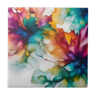 Abstract Movement Vibrant Alcohol Ink Tile