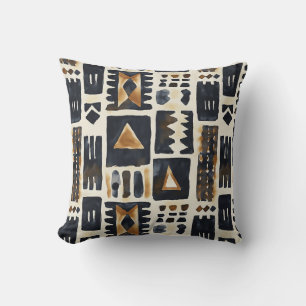Abstract Mud Cloth Pattern Throw Pillow