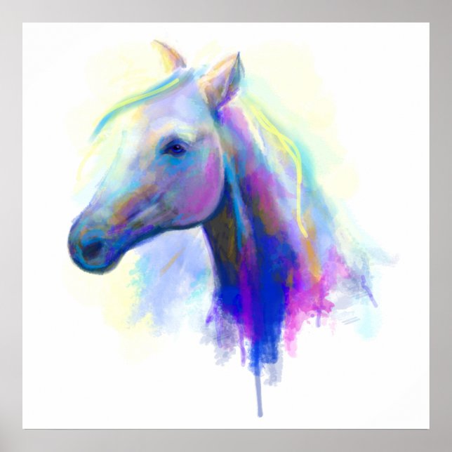 Abstract multi-colored head horse poster (Front)