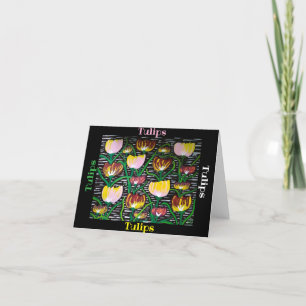 Abstract Multi-Colour Tulips Blank Greeting Card
