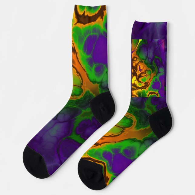 Abstract multi colour water painting pattern socks (Left)
