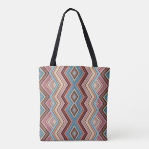 Abstract Multi-Colour Zig Zag Stripes Tote Bag