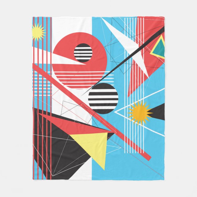 Abstract multi-coloured background of geometric ob fleece blanket (Front)