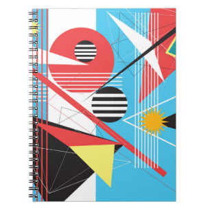 Abstract multi-coloured background of geometric ob notebook